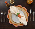 Round Pink Raffia Placemat – 14” Handwoven Crochet – Garden Party & Summer Table Decor