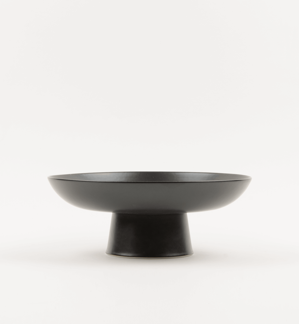Matte Black Ceramic Footed Bowl