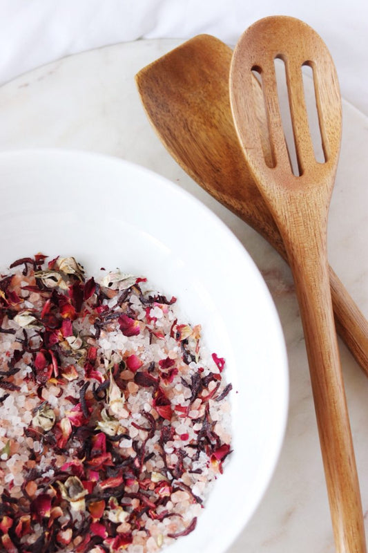 Rose & Hibiscus Bath Soak – Himalayan Pink Salt + Floral Essential Oils - The Peony Haus