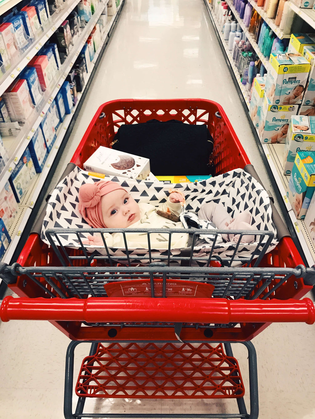 Baby Shopping Cart Hammock | Triangles - 97% cotton