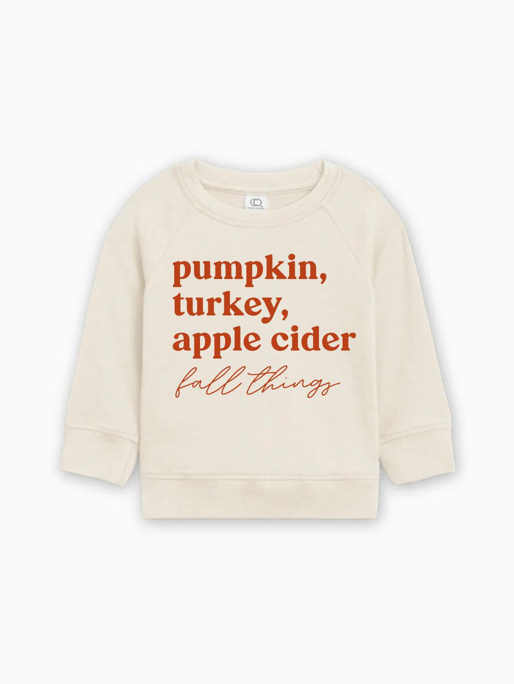 Pumpkin, Turkey, Apple Cider Fall Things Organic Cotton Baby and Toddler Pullover
