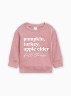 Pumpkin, Turkey, Apple Cider Fall Things Organic Cotton Baby and Toddler Pullover