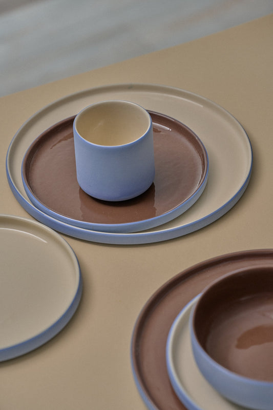 Handmade Porcelain Coffee Cup. Forget-me-Not/Chocolate - The Peony Haus