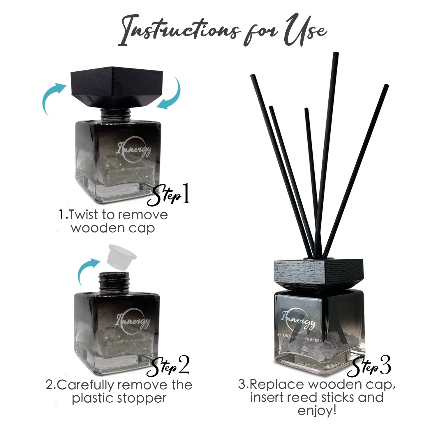 Aquarius Zodiac Crystal-Enhanced Reed Oil Diffuser, Orchid Seascape Scent, 100ml