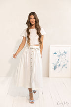 Taormina Linen Crop Top and Midi Skirt Set