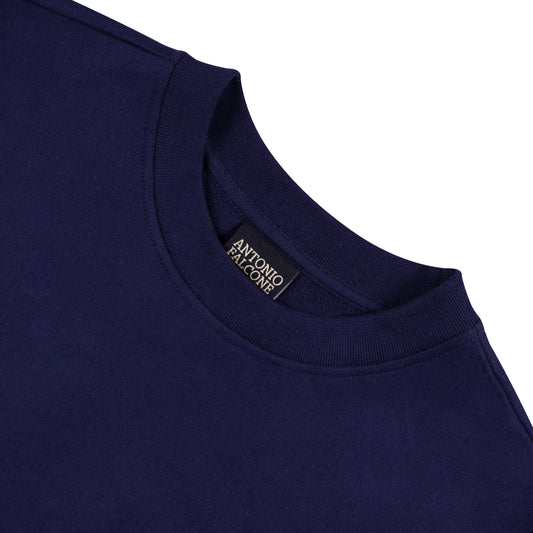 100% COTTON CREW NECK UNBRUSHED STONEWASHED SWEATSHIRT Navy - The Peony Haus