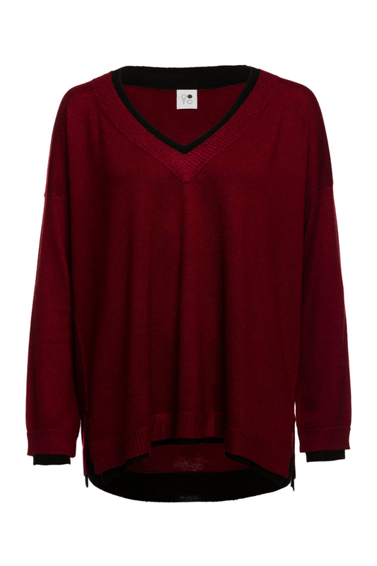 Lapis Loose Fit V Neck Oversized Sweater