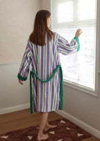 Ultra Soft Whimsical Retro Stripe Bathrobe - 100% Organic Long-stapled - The Peony Haus