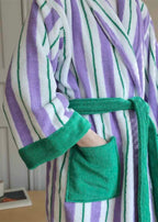 Ultra Soft Whimsical Retro Stripe Bathrobe - 100% Organic Long-stapled - The Peony Haus