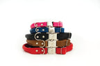 Rolled Style Red Leather Quick-Release Dog Collar