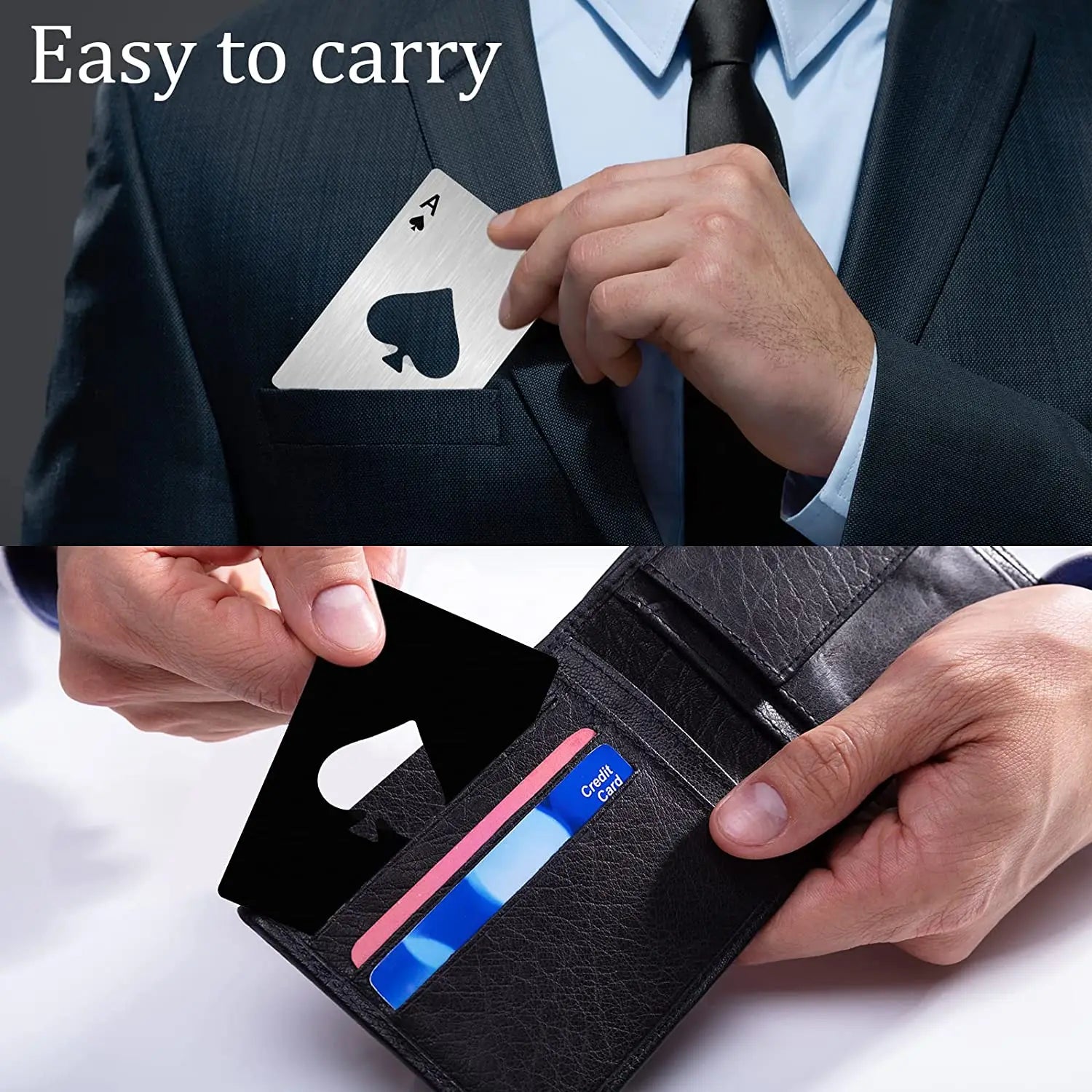 Ace Bottle Can Opener Stainless Steel Credit Card Size