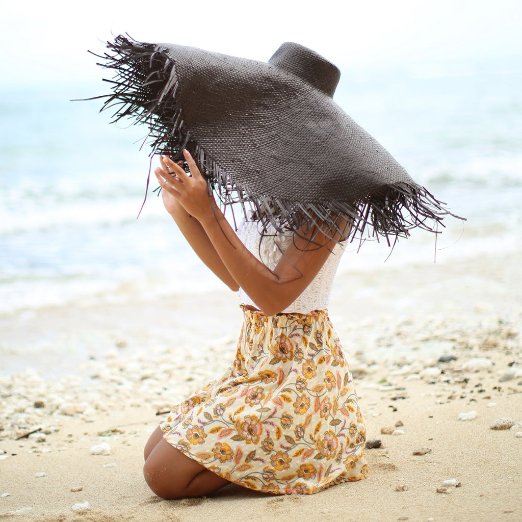 SEKAR Floral Batik Skorts In Marigold Yellow - The Peony Haus
