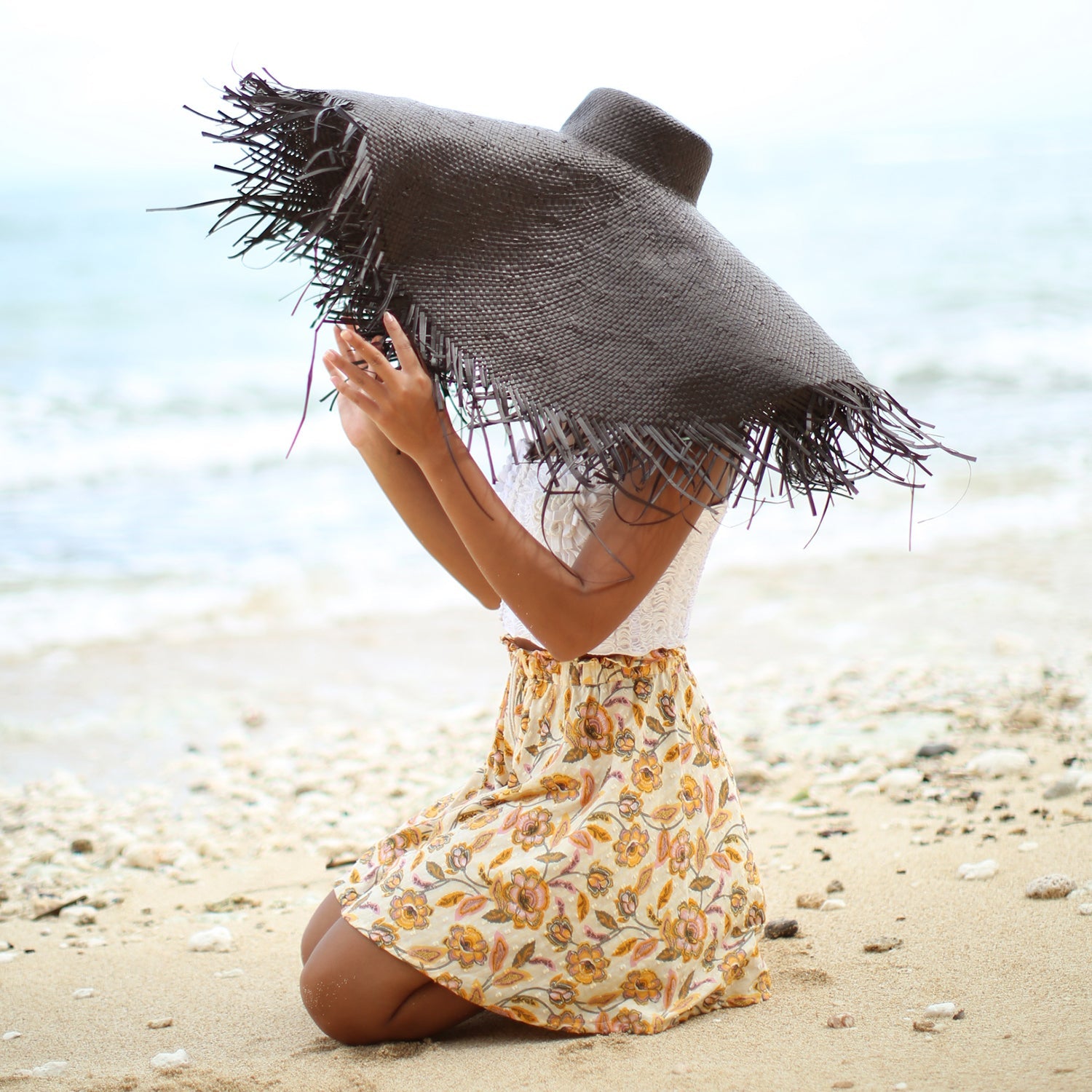 SEKAR Floral Batik Skorts In Marigold Yellow - The Peony Haus