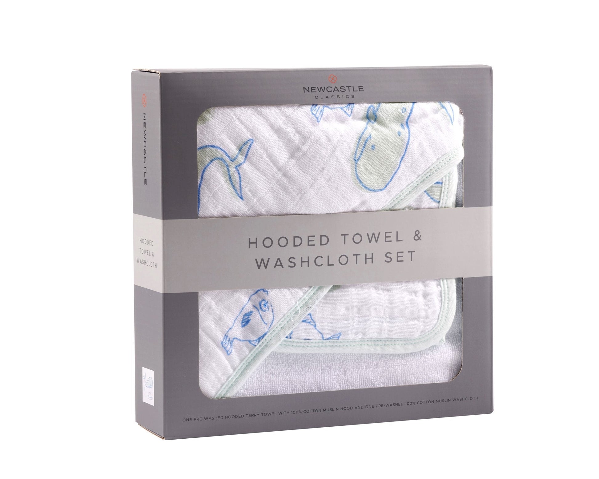 Whale Hooded Towel and Washcloth Set