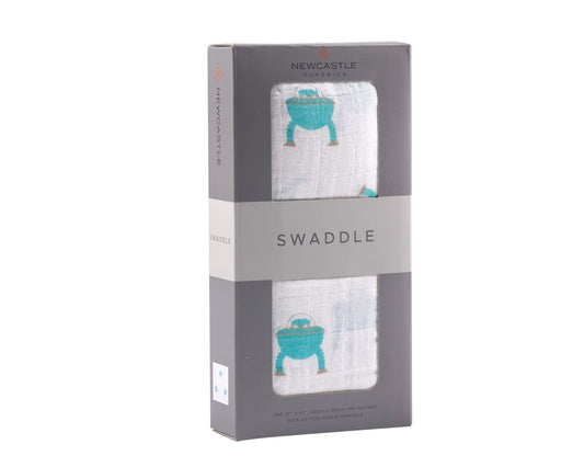 Space Robot Cotton Muslin Swaddle - The Peony Haus