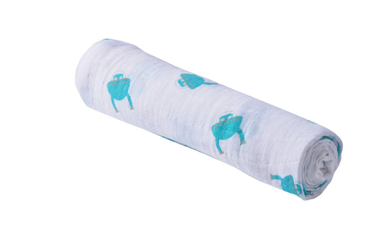 Space Robot Cotton Muslin Swaddle - The Peony Haus