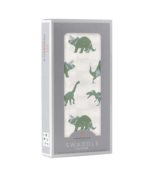 Granite Green Dinosaurs Cotton Swaddle - The Peony Haus