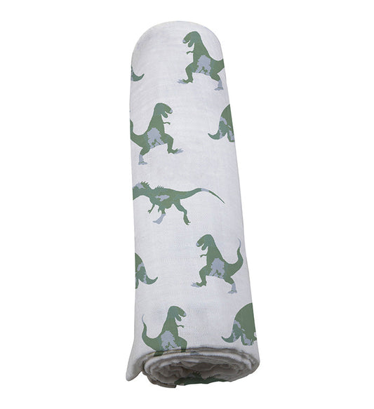 Granite Green Dinosaurs Cotton Swaddle - The Peony Haus