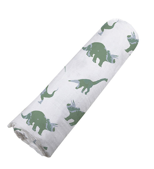 Granite Green Dinosaurs Cotton Swaddle - The Peony Haus