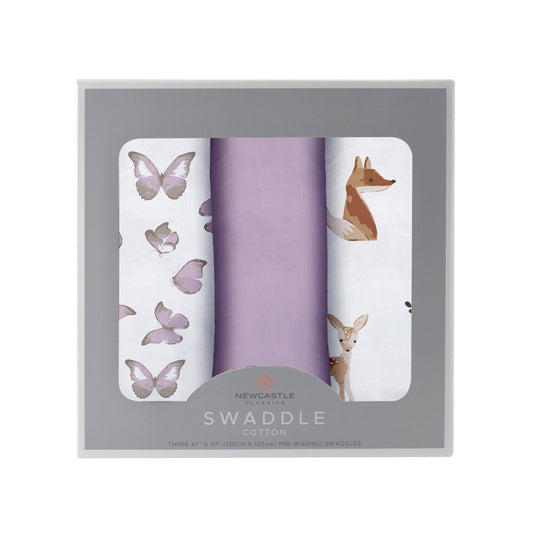 Mountain Meadow Swaddle 3 Pack; Sierra Fox & Butterfly - The Peony Haus