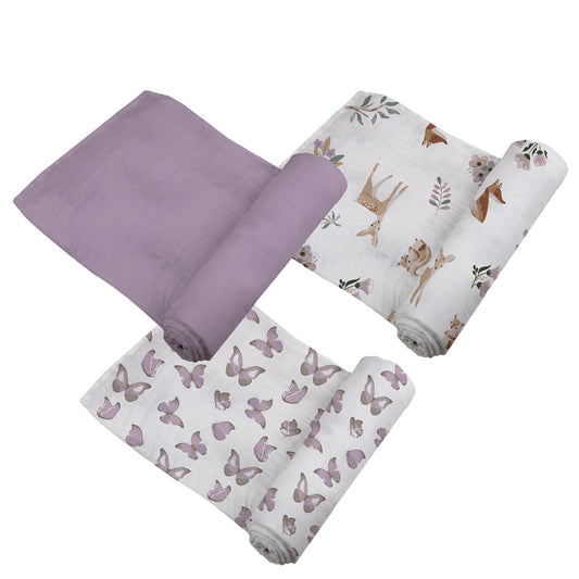 Mountain Meadow Swaddle 3 Pack; Sierra Fox & Butterfly - The Peony Haus