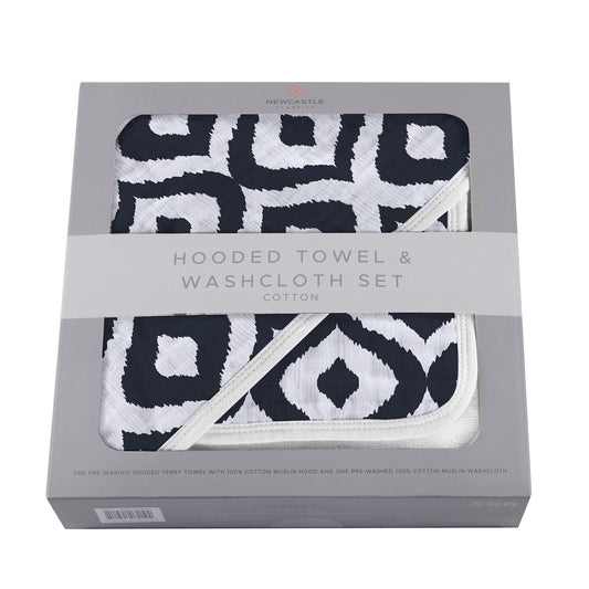 Moroccan Blue Hooded Towel and Washcloth Set - The Peony Haus