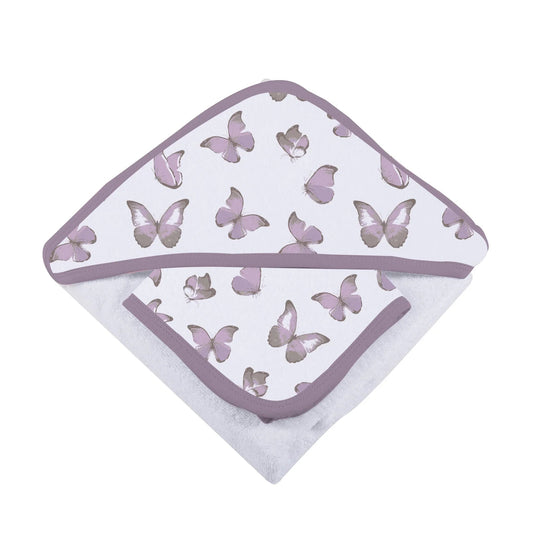 Winsome Butterflies Cotton Hooded Towel and Washcloth Set - The Peony Haus