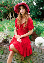 SRIKANDI Ruffle Dress In Scarlet Red