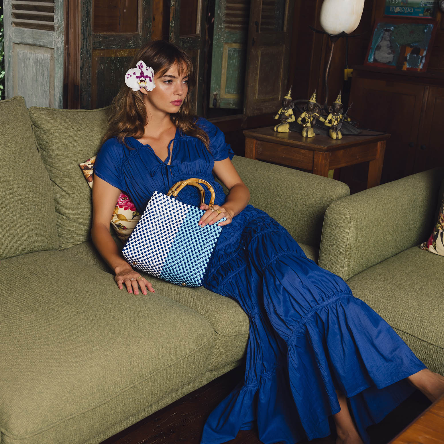 SRIKANDI Ruffle Maxi Dress In Royal Blue