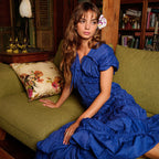 SRIKANDI Ruffle Maxi Dress In Royal Blue