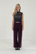 Cashmere Wool Stripe Wide-Leg Pant