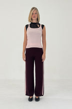 Cashmere Wool Stripe Wide-Leg Pant