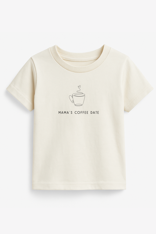 Mama's Coffee Date Organic Cotton Kids Graphic Tee Short Sleeve