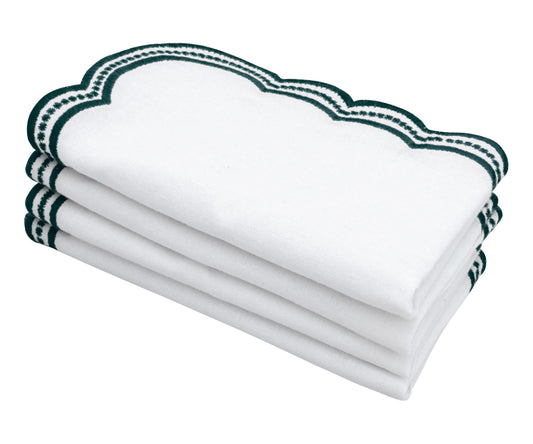 Green Scalloped Embroidered Napkins