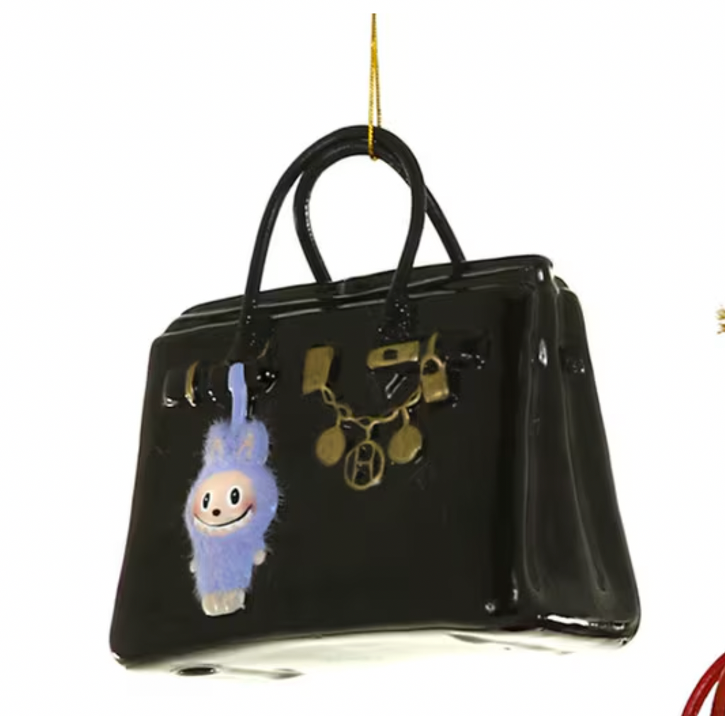 Christmas Carousel Collection - 4.5" GLASS LUXE BAG W MONSTER ORNAMENT