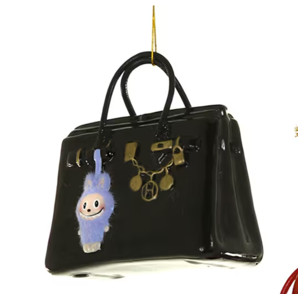 Christmas Carousel Collection - 4.5" GLASS LUXE BAG W MONSTER ORNAMENT