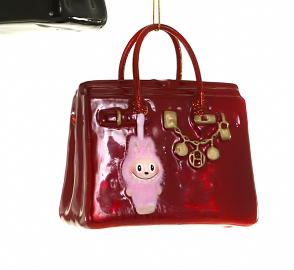 Christmas Carousel Collection - 4.5" GLASS LUXE BAG W MONSTER ORNAMENT
