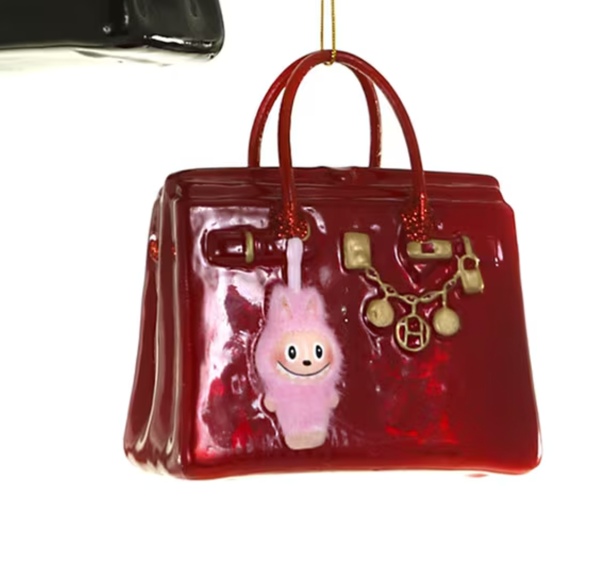 Christmas Carousel Collection - 4.5" GLASS LUXE BAG W MONSTER ORNAMENT