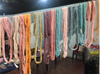 Pink Natural Dyed Shibori Tassel Square Pillow