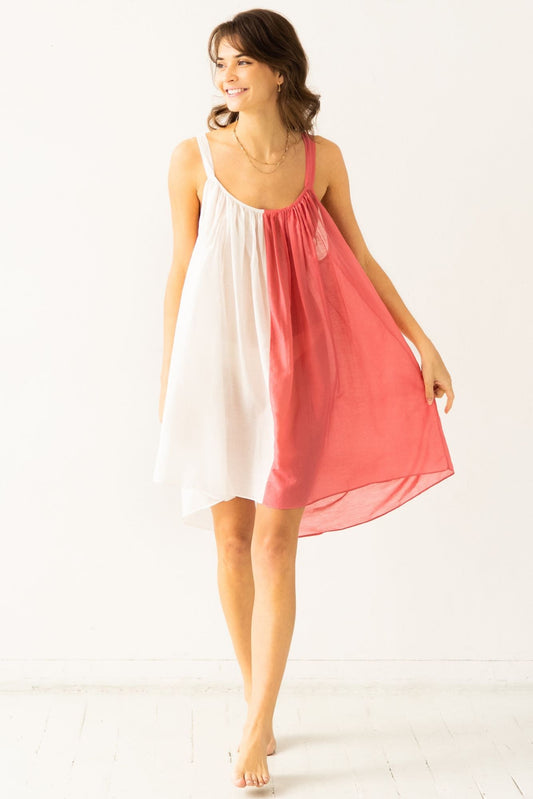 Sheer Tie Strap Babydoll in Silk Cotton Blend