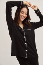 Pima Cotton Pajama Set - Forever Black