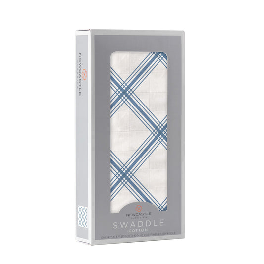 Blue Buffalo Check Plaid Swaddle - The Peony Haus