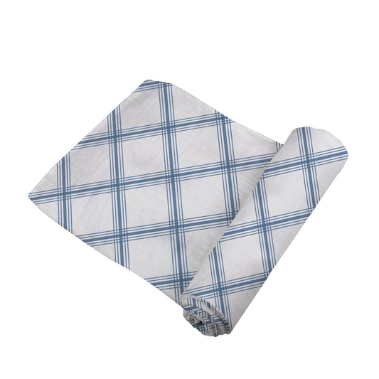 Blue Buffalo Check Plaid Swaddle - The Peony Haus