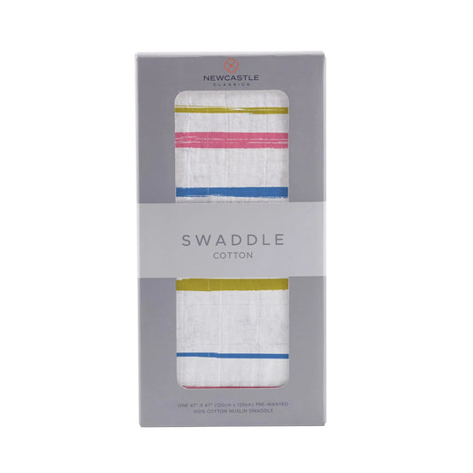 Watercolor Stripe Cotton Muslin Swaddle - The Peony Haus