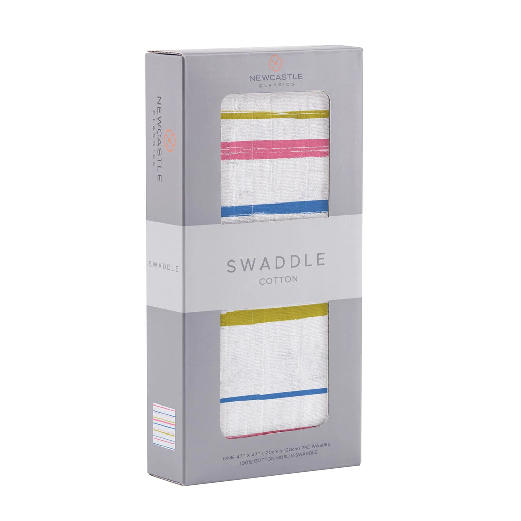 Watercolor Stripe Cotton Muslin Swaddle