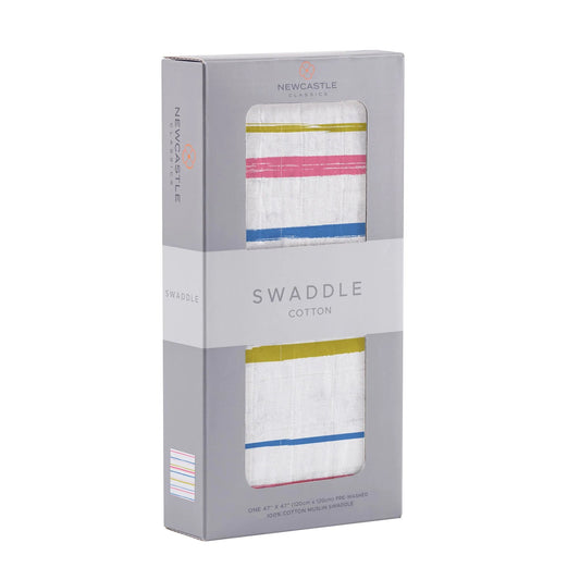 Watercolor Stripe Cotton Muslin Swaddle - The Peony Haus