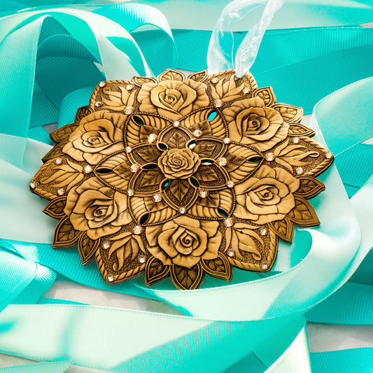 Snow Crystal Rose Ornament (Bronze)