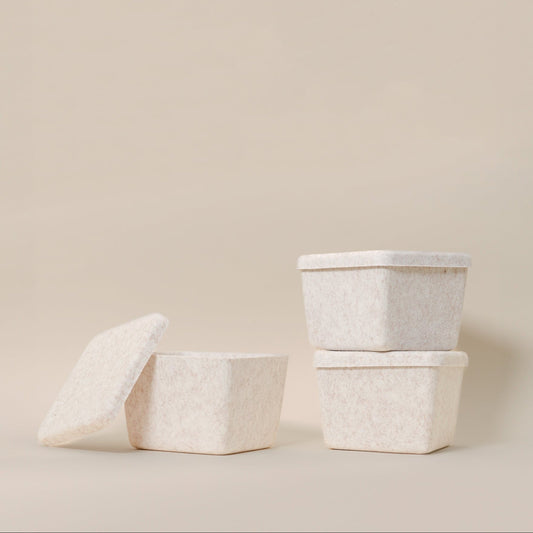 The Sculpted Bin - Petite with Lid | Set of 3