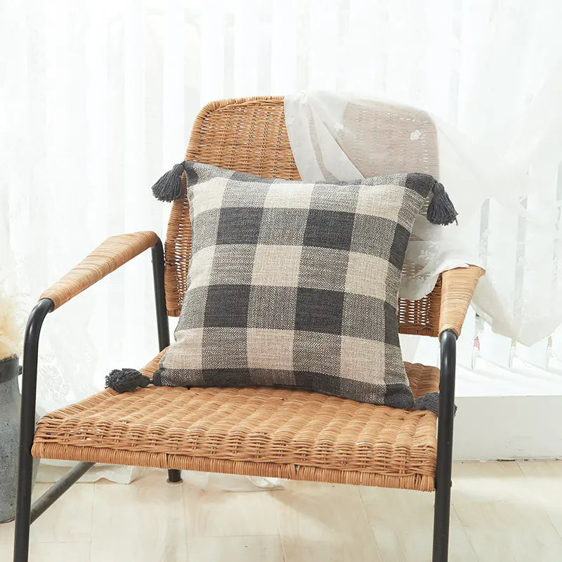 Thick Cotton Linen Striped Fringe Pillow Covers (In Stock)