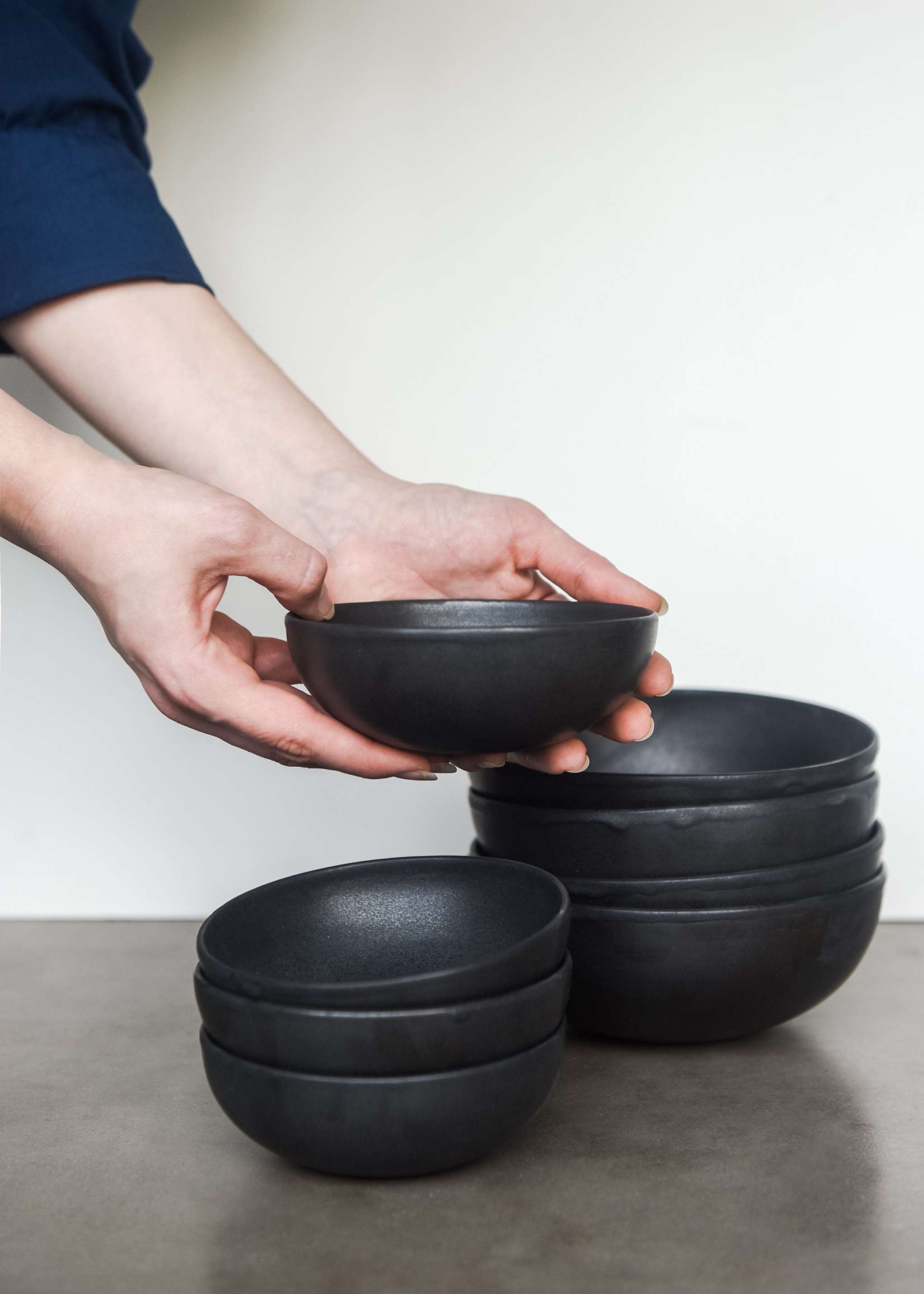 Black Matte Stoneware Mini Bowl